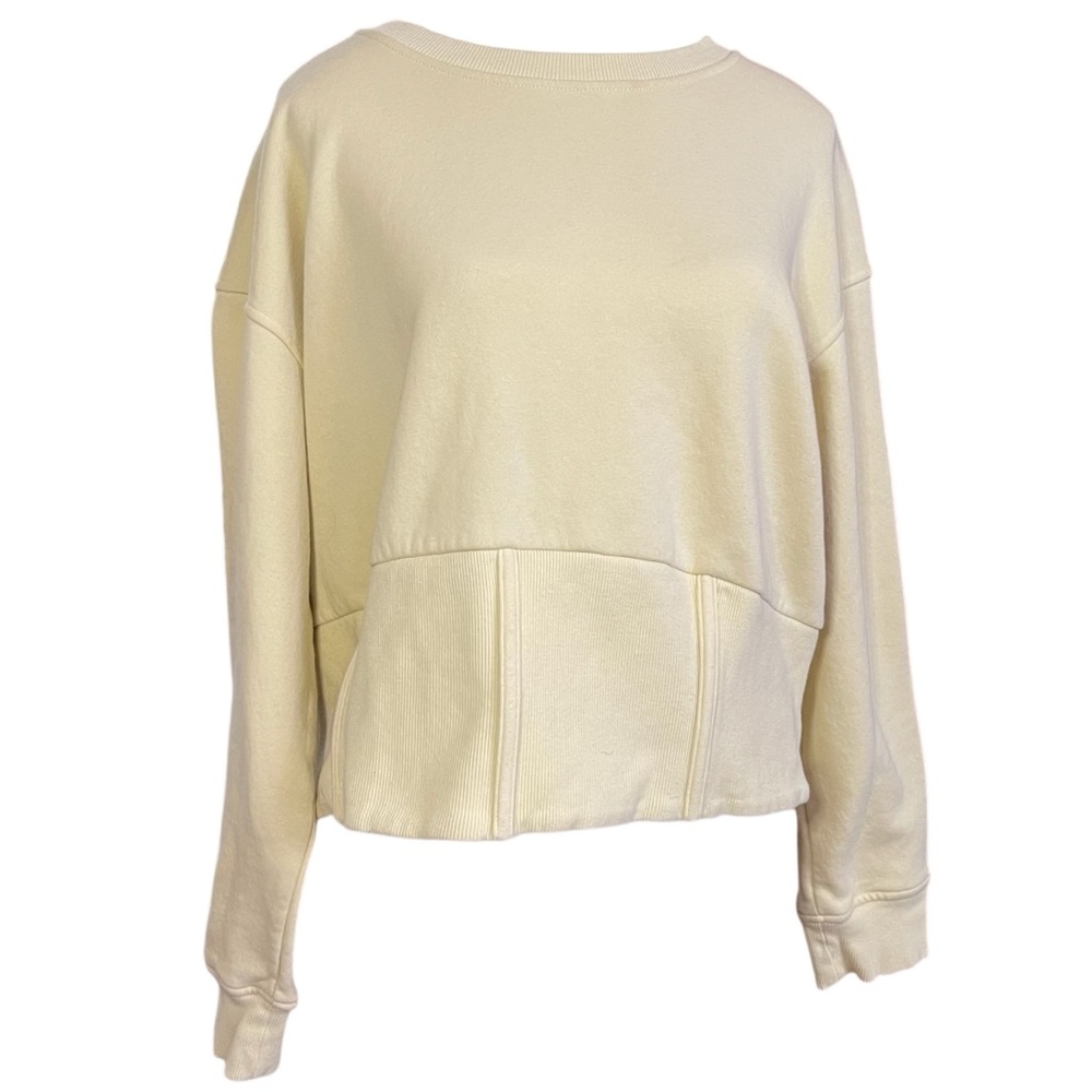 Sweatshirt Crewneck XXL Ribbed Pale Spring Yellow‎ Oversized Cropped